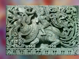 D'après le dieu Varuna sur son makara, créature aquatique, art Hoysala, XIe-XIVe siècle apjc, Karnakata, Inde ancienne. (Marsailly/Blogostelle)