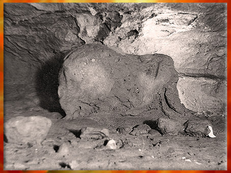 D’après un ours modelé dans l’argile et crâne d’ours, grotte de Montespan, identifié en 1923 par Norbert Casteret, 20 000 avjc, Magdalénien, Haute Garonne, France, paléolithique supérieur. (Marsailly/Blogostelle)