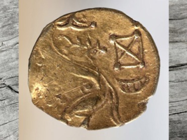D'après un dragon, statère en or, vers 475 – 50 avjc, La Tène, Lorraine, Gaule celtique, âge du Fer. (Marsailly/Blogostelle)