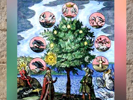 D'après l’arbre alchimique, 12 métaux et 12 planètes, XVIIe siècle. (Marsailly/Blogostelle)