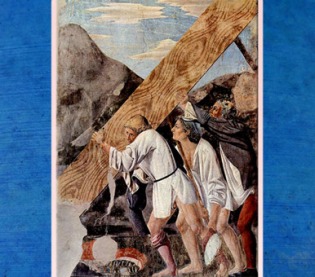 D’après L’Enlèvement du Bois Saint, La légende de la Vraie Croix, de Piero della Francesca, fresques 1452-1466, basilique San Francesco d'Arezzo, Renaissance italienne. (Marsailly/Blogostelle)