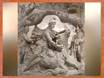 D'après un haut relief, Mithra sacrifie le Taureau, IIe siècle apjc, époque Romaine. (Marsailly/Blogostelle)