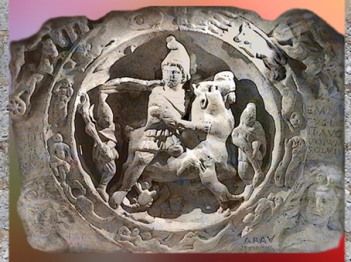 D'après le Sacrifice de Mithra, au centre de la ronde du zodiaque, Londres, Angleterre, époque Romaine. (Marsailly/Blogostelle)