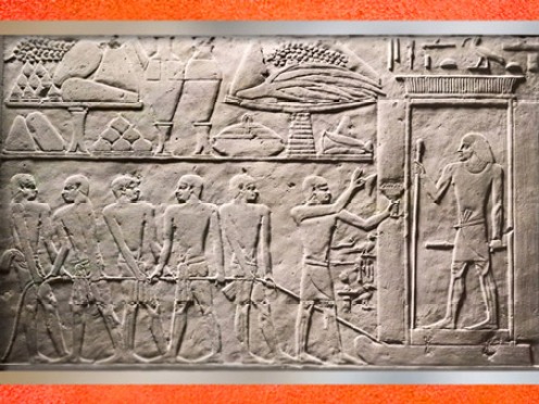 D’après le transport de la statue, mastaba d'Akhethétep et de son fils de Ptahotep, vers 2400 avjc, Ve dynastie, Ancien Empire, Saqqara, Égypte Ancienne. (Marsailly/Blogostelle)
