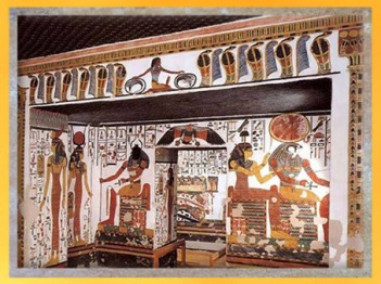 D’après Khépri, Soleil Levant, tombe de Nefertari, épouse de Ramsès II, XIXe dynastie, Nouvel Empire, Vallée des Reine, Thèbes, actuel Louxor, Égypte Ancienne. (Marsailly/Blogostelle)