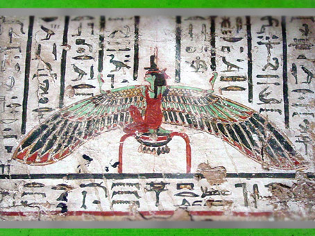 D'après la déesse Isis, les ailes déployées, panneau peint, Le Caire, Égypte ancienne. (Marsailly/Blogostelle)