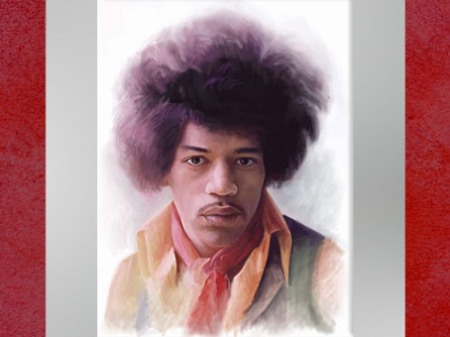 Dessin de Fredlobo Lopez, Jimi Hendrix. ©Fredlobo Lopez-courtesy de l'artiste pour Blogostelle.