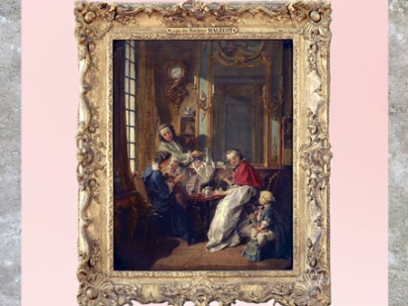 D'après Le déjeuner, détail, de François Boucher, 1739, XVIIIe siècle, France, période Rocaille. (Marsailly/Blogostelle)