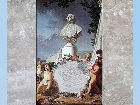  D’après L'Europe savante, allégorie, de Jean-Jacques Bachelier, huile sur toile, 1762, Salon 1763, France, XVIIIe siècle. (Marsailly/Blogostelle) 