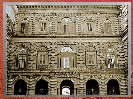 D’après le palazzo Pitti, plans de Brunelleschi, construction Luca Fancelli, Florence, XVe siècle, Quattrocento, Renaissance italienne. (Marsailly/Blogostelle)