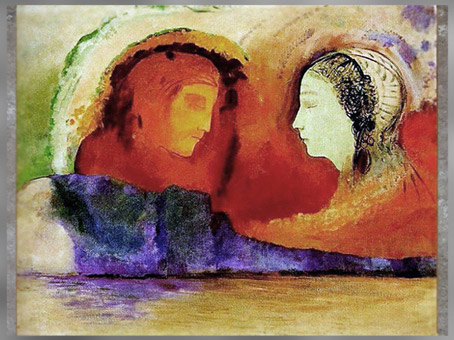 D'après Dante et Béatrice, Odilon Redon, 1914, Divine Comédie de Dante Alighieri, huile sur toile, début XXe siècle. (Marsailly/Blogostelle) 